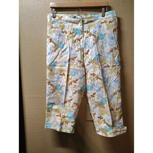 Sag harbor sports turquoise floral cropped pants women's size 16 petite
